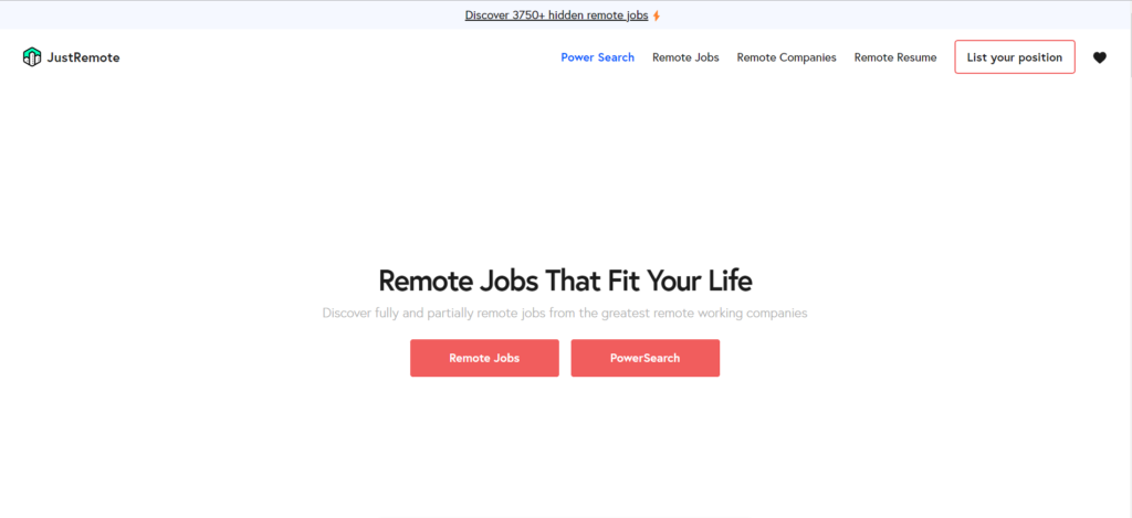 Justremote-remote job listing website